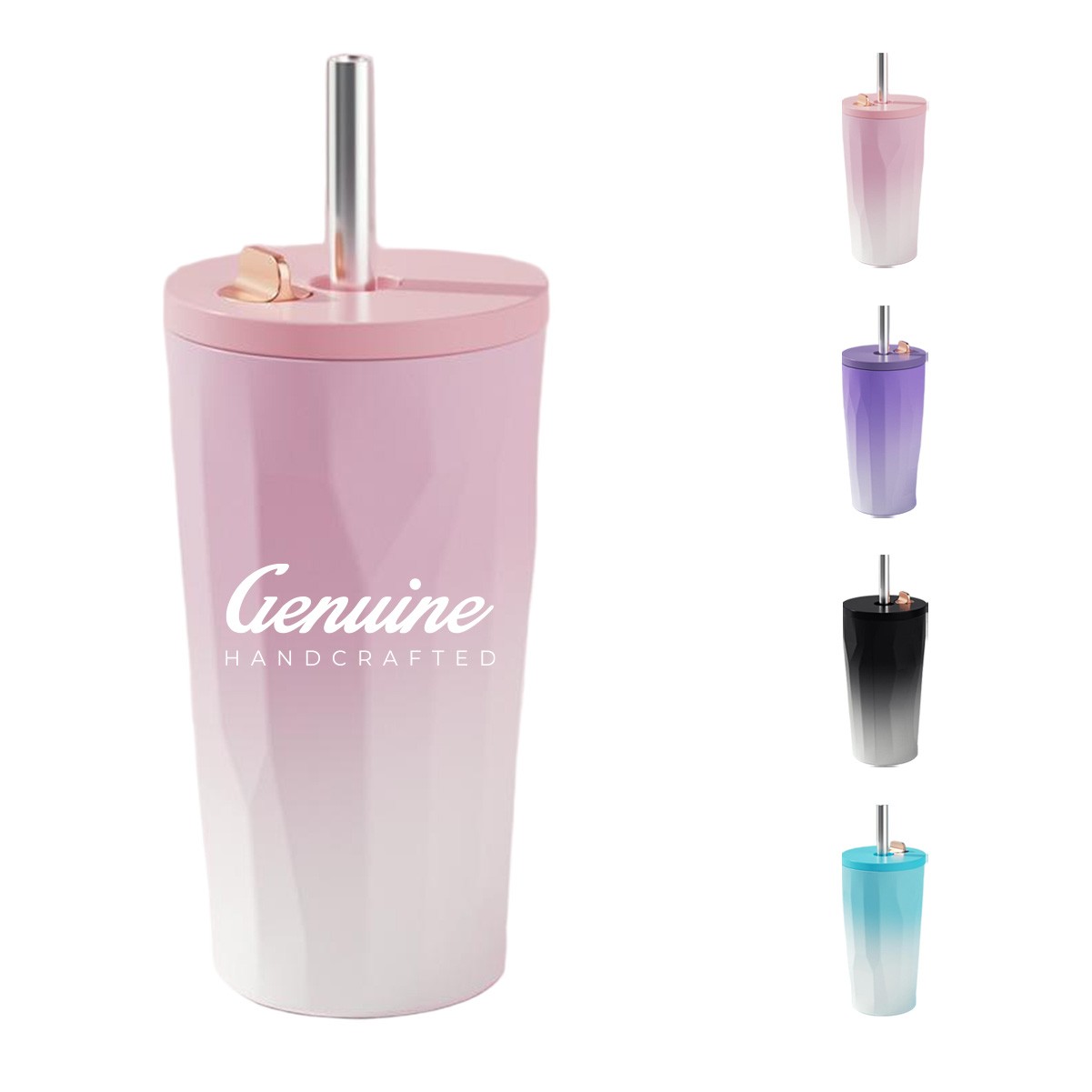 16.9 oz Elegant Stainless Steel Insulated Tumbler with Pop-up Lid and Straw