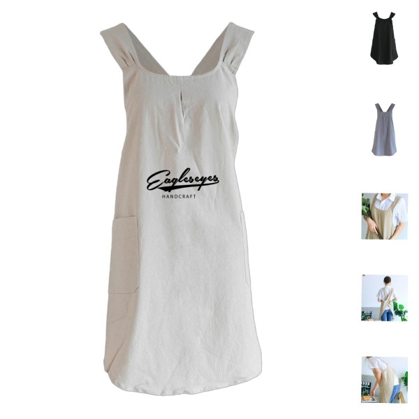 Organic Cotton Linen Cross-Back Apron