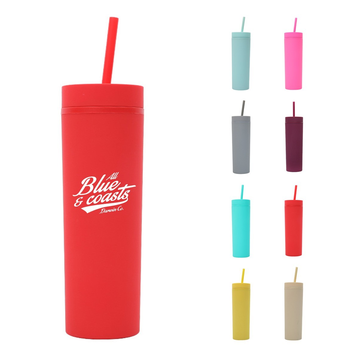 16oz Insulated Acrylic Tumbler with Lid and Straw