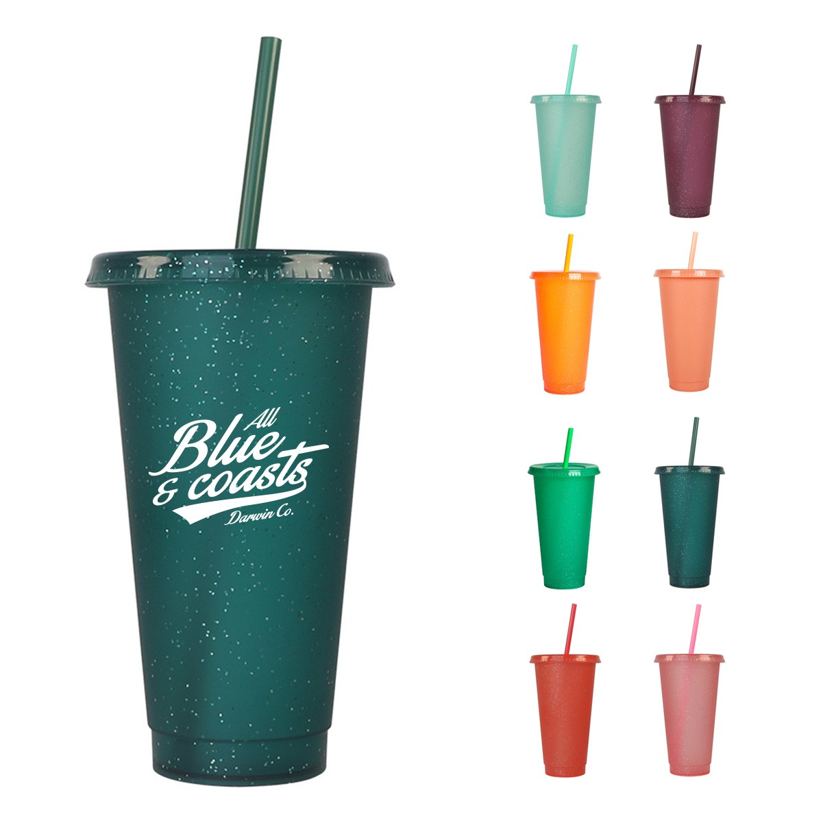 24OZ Reusable Colorful Insulated Tumbler with Straw