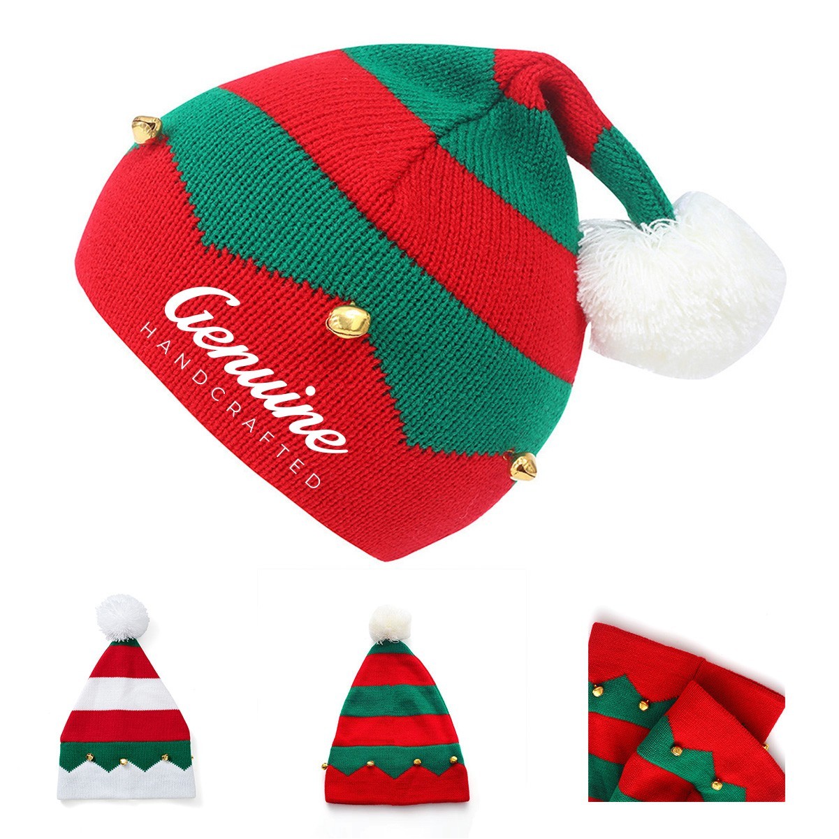 Festive Red Knit Christmas Hat with Bell
