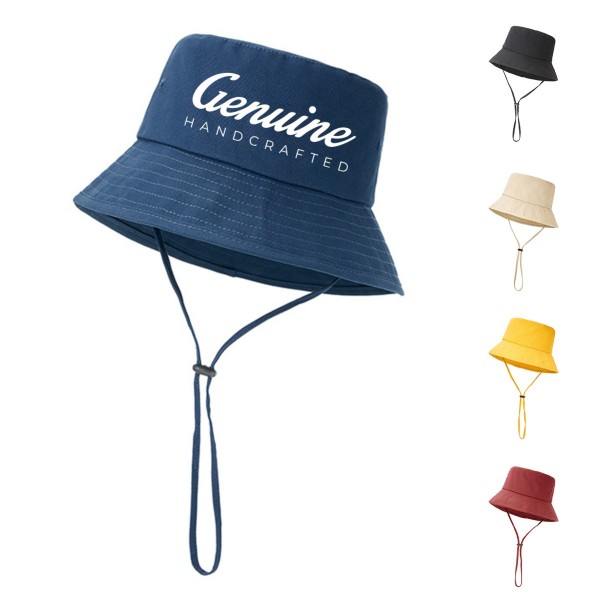 Wide Brim Cotton Sun Hat with Adjustable Drawcord