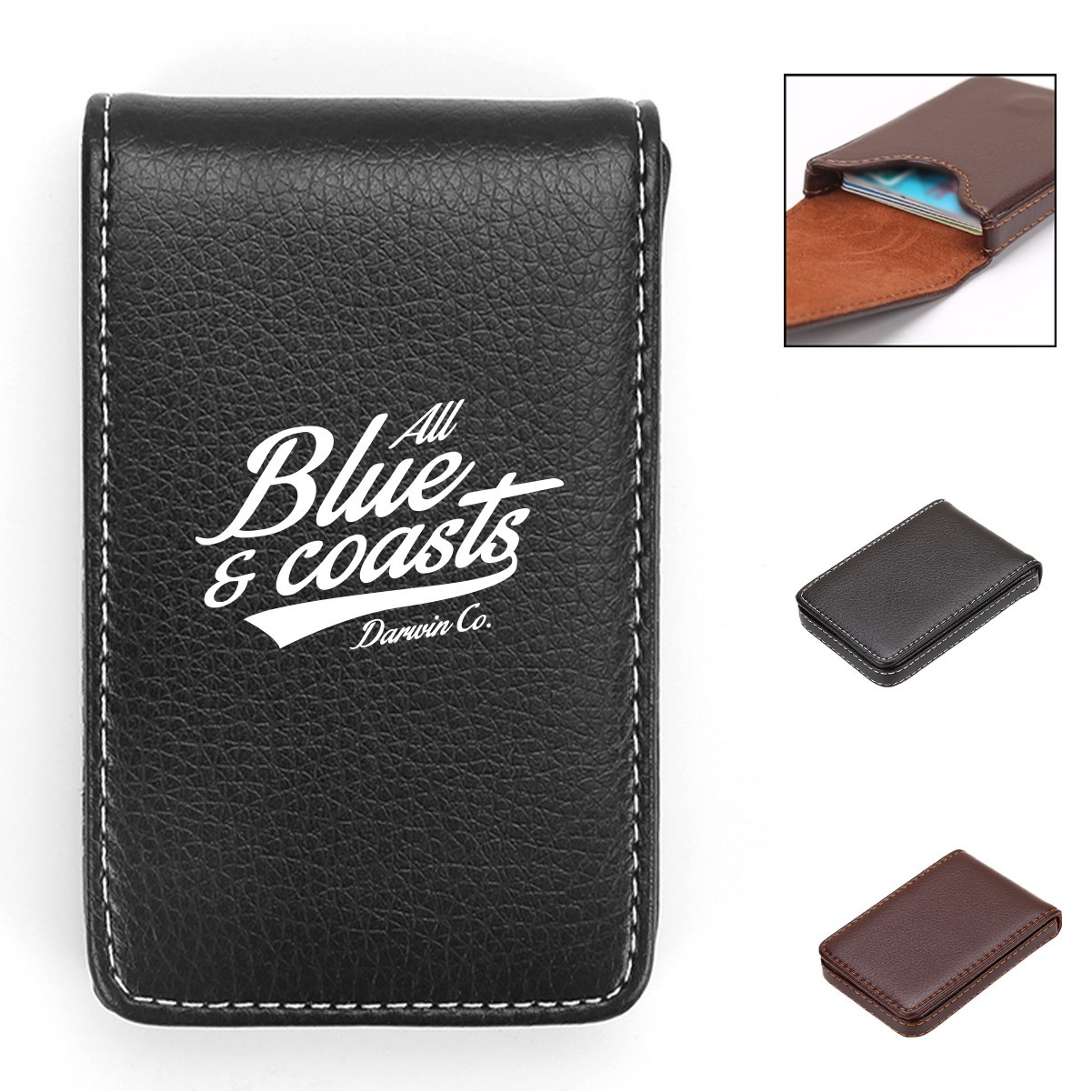 PU Leather Business Name Credit Card Holder Case