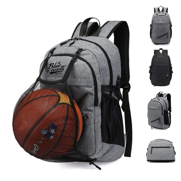 Sports Gear Backpack with Hidden Ball Compartment and USB Port