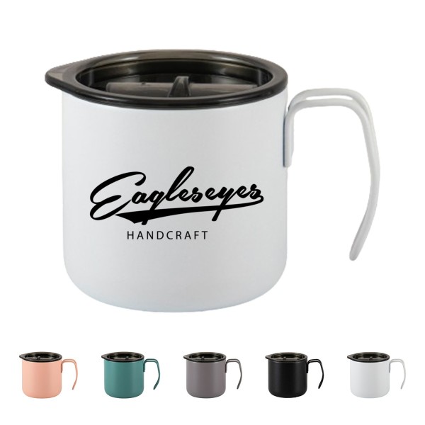 12oz Stainless Steel Vacuum Insulated Mug with Handle and Lid and Slide Opening