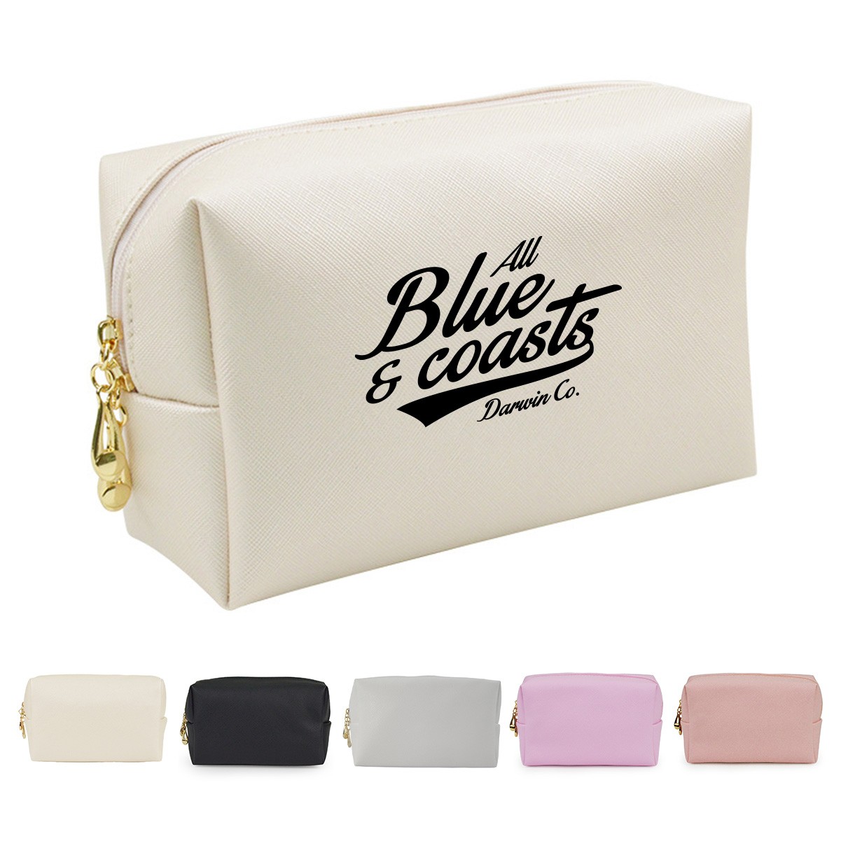 PU Vegan Leather Water-Resistant Makeup Bag with Interior Pockets