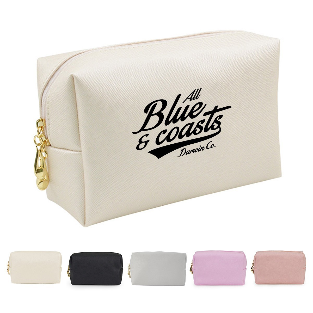 PU Vegan Leather Water-Resistant Makeup Bag with Interior Pockets