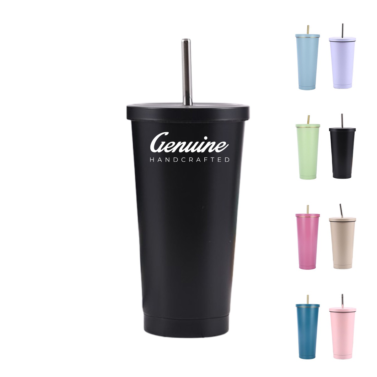 15oz Stainless Steel Double-Walled Insulated Tumbler with Straw and Flip Lid