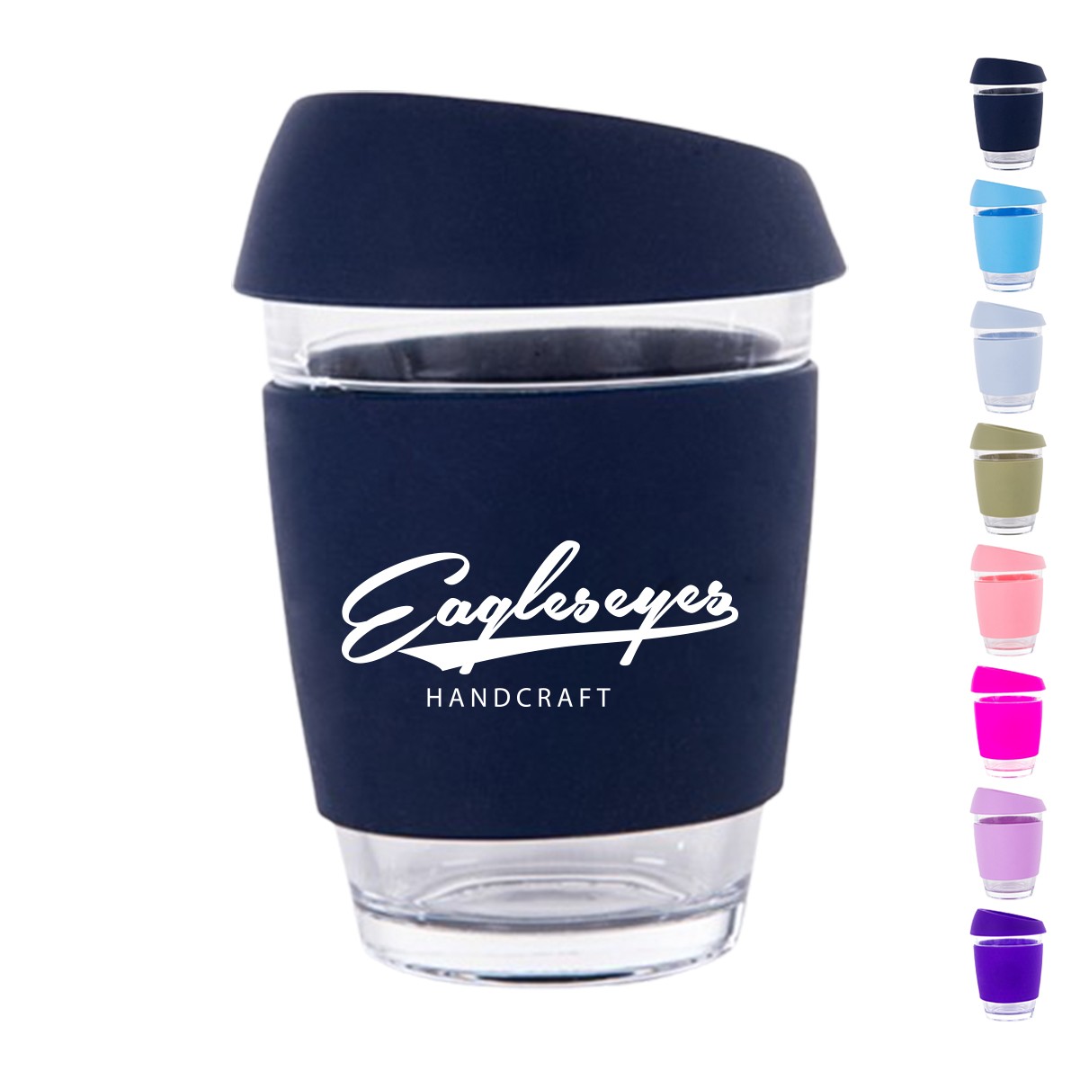 12oz Borosilicate Glass Tumbler with Silicone Sleeve and Sip-Top Lid