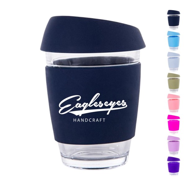 12oz Borosilicate Glass Tumbler with Silicone Sleeve and Sip-Top Lid