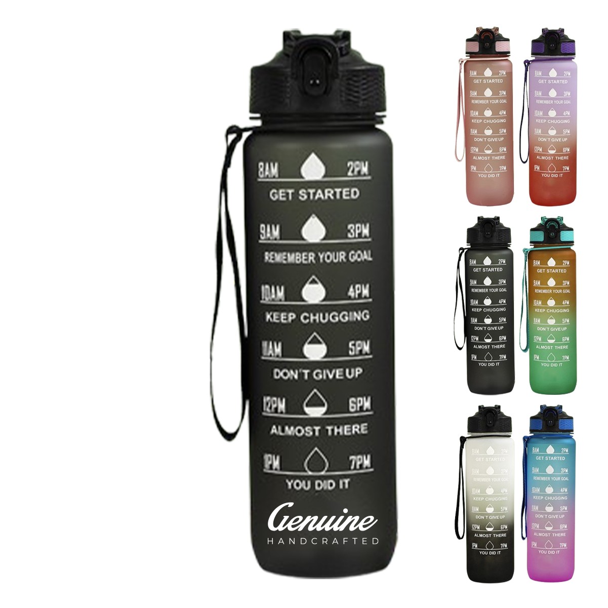 32oz Co-Polyester Water Bottle with Time Marker and Leakproof Lid