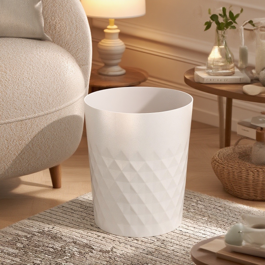 Household diamond-shaped storage bin, open-top wastebasket for floor placement