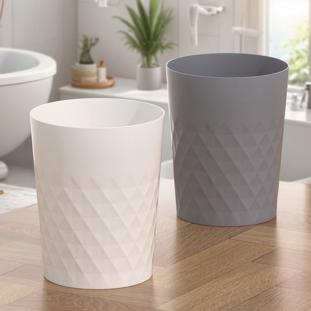 Household diamond-shaped storage bin, open-top wastebasket for floor placement