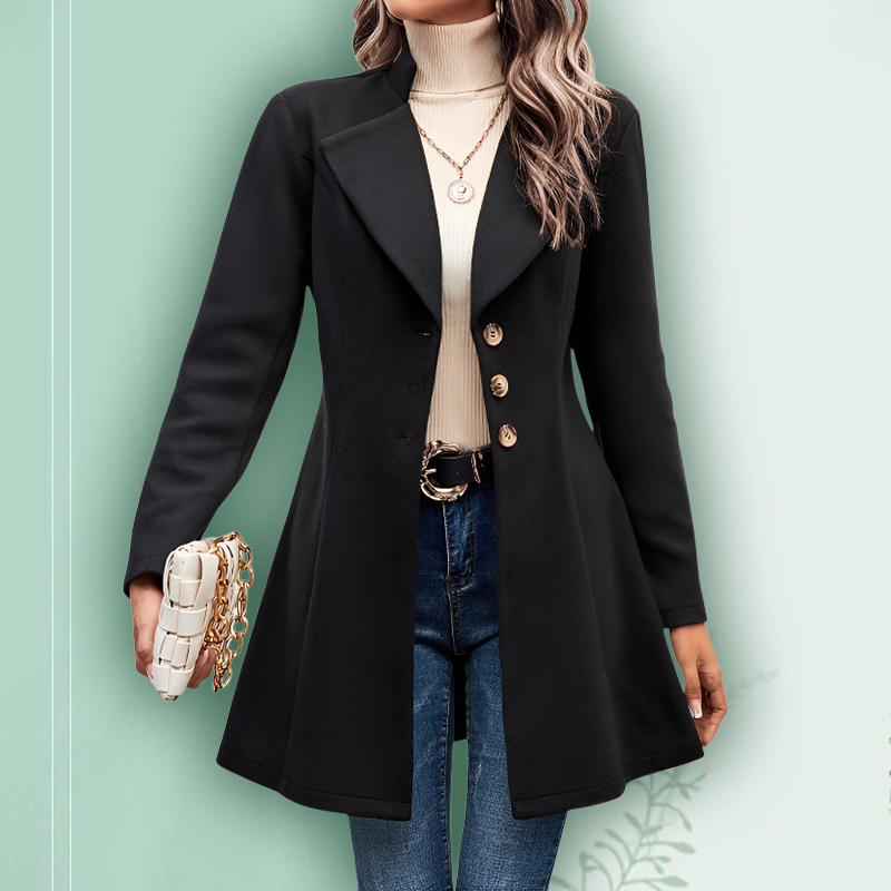 Fashion temperament Slim Women's Tweed Jacket Lapel Solid Color Jacket Tweed Jacket Women's