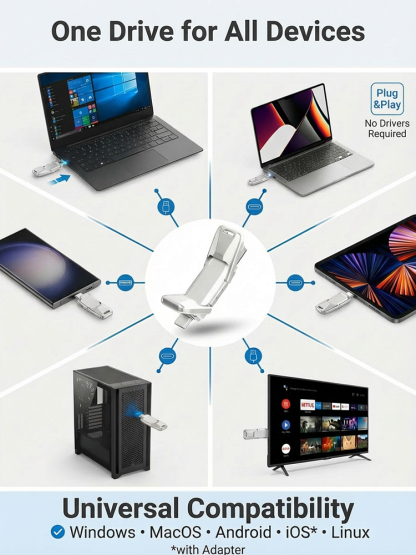 💽Bank-grade data storage💾 2-in-1 Mobile Solid State USB Drive for Phone & PC