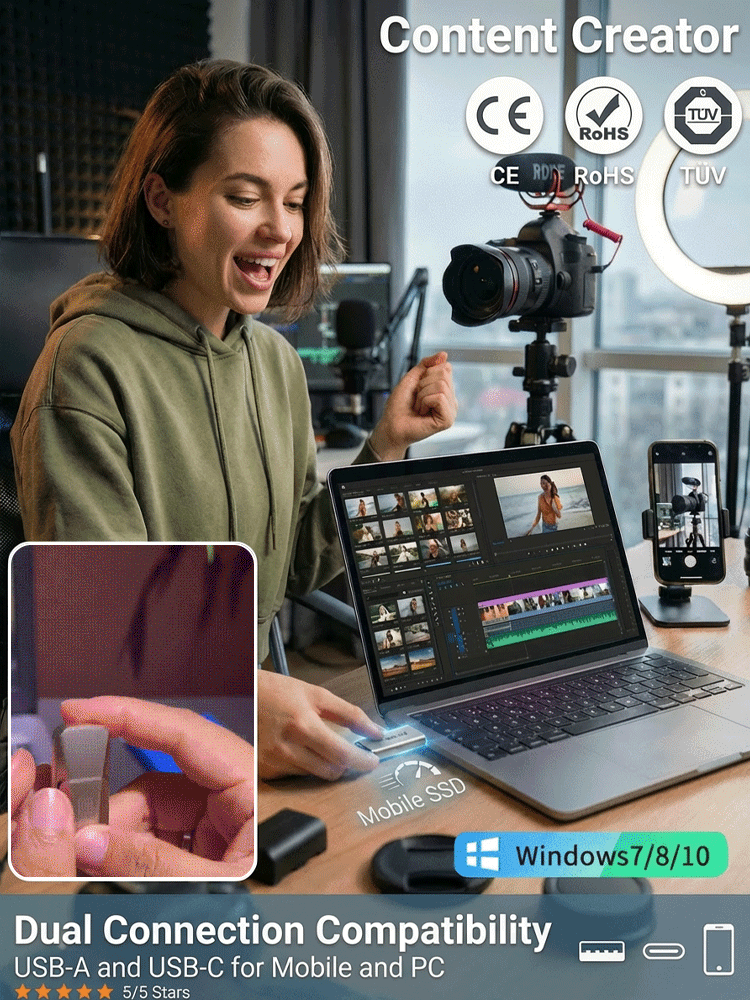 💽Bank-grade data storage💾 2-in-1 Mobile Solid State USB Drive for Phone & PC