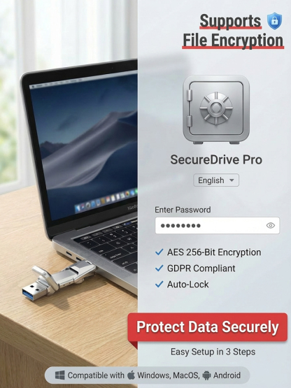 💽Bank-grade data storage💾 2-in-1 Mobile Solid State USB Drive for Phone & PC