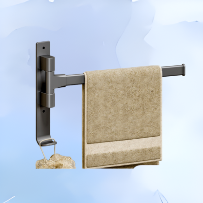 Čeština: Nástěnný koupelnový držák na ručníky v šedé barvě, bez vrtání, hliníkový, s více rameny