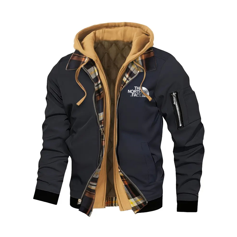 2024 TNF®-Men's Casual Fleece-Lined Hooded Jacket with Zip Pockets