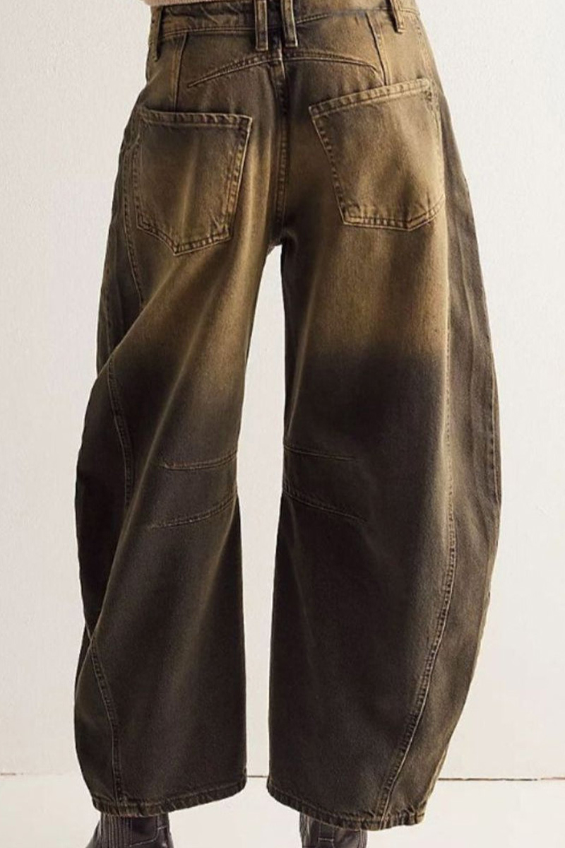 Casual Low Rise Wide Leg Relaxed Wash Jeans