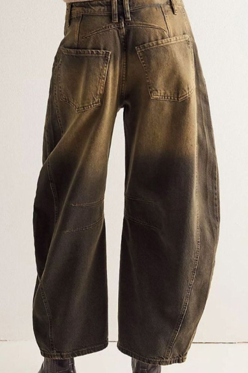 Casual Low Rise Wide Leg Relaxed Wash Jeans