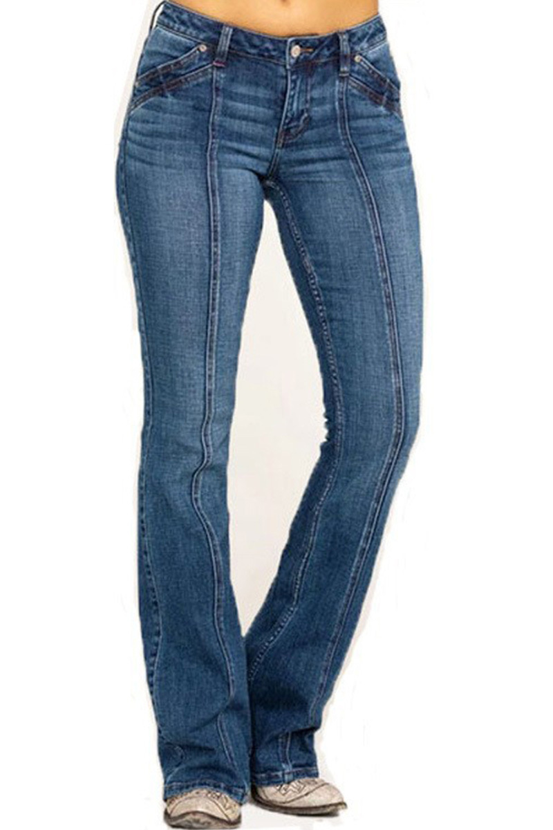 Fashion Elasticized Slim Fit Flare Leg Jeans