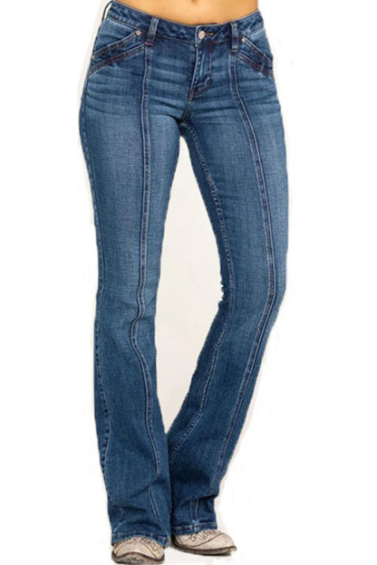 Fashion Elasticized Slim Fit Flare Leg Jeans