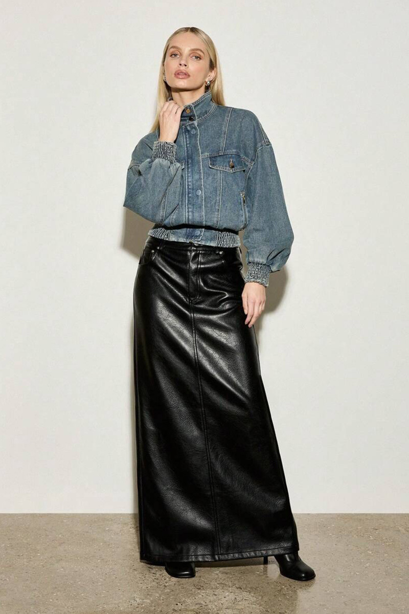 Vintage Balloon Sleeve Denim Bomber Jacket