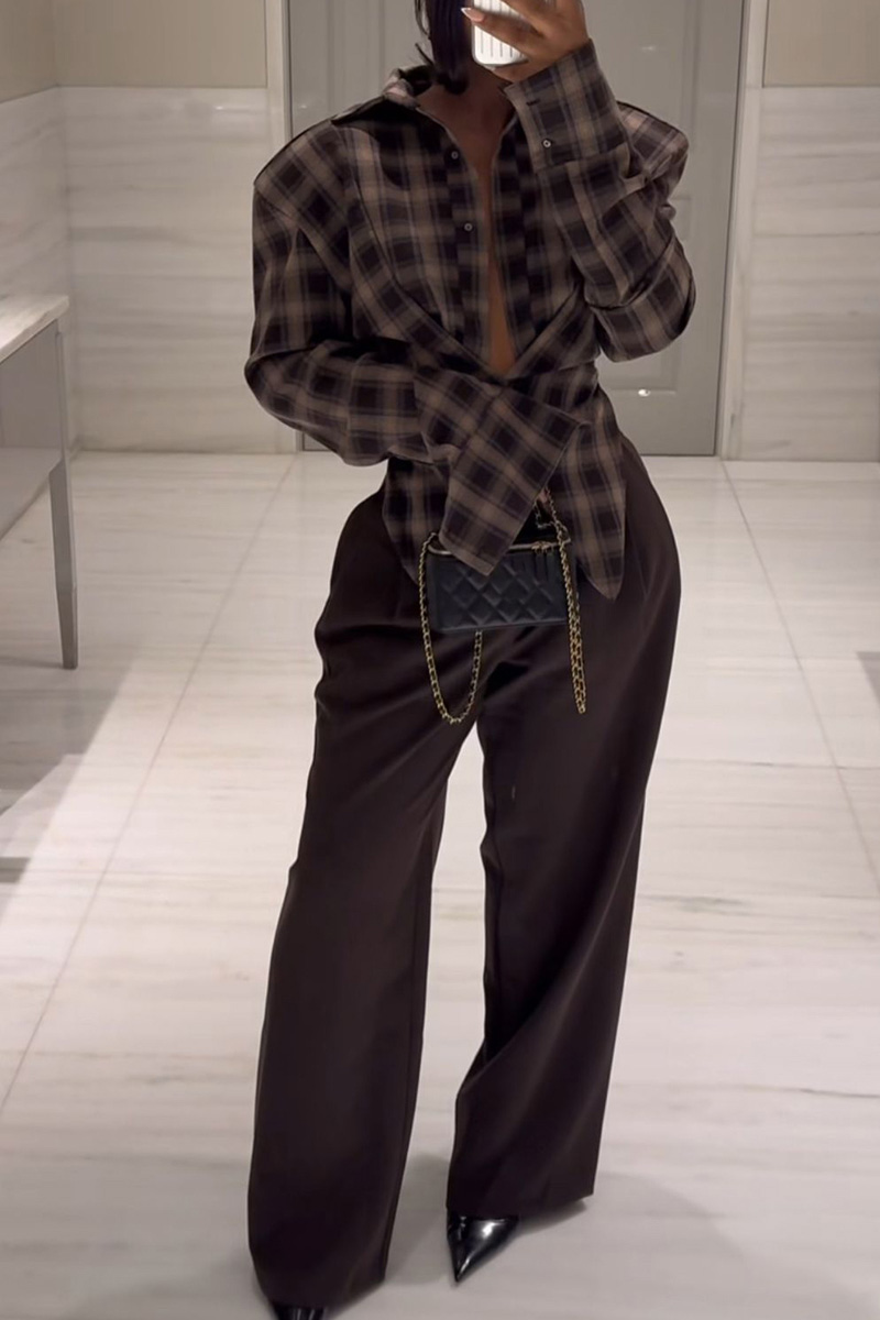 Women's Casual Plaid Shirt Blouse