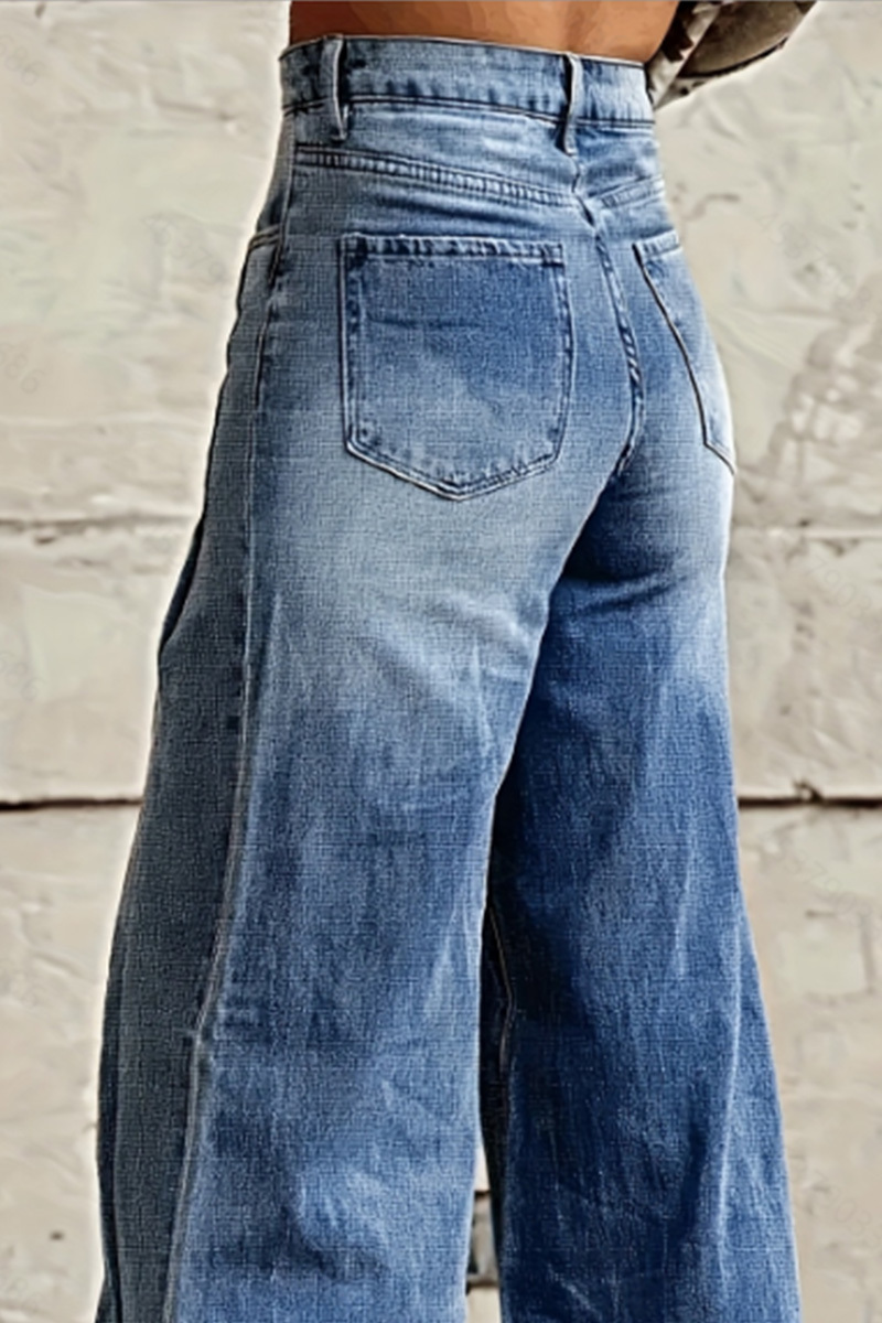 Vintage High Waisted Side Pleated Flare Leg Jeans