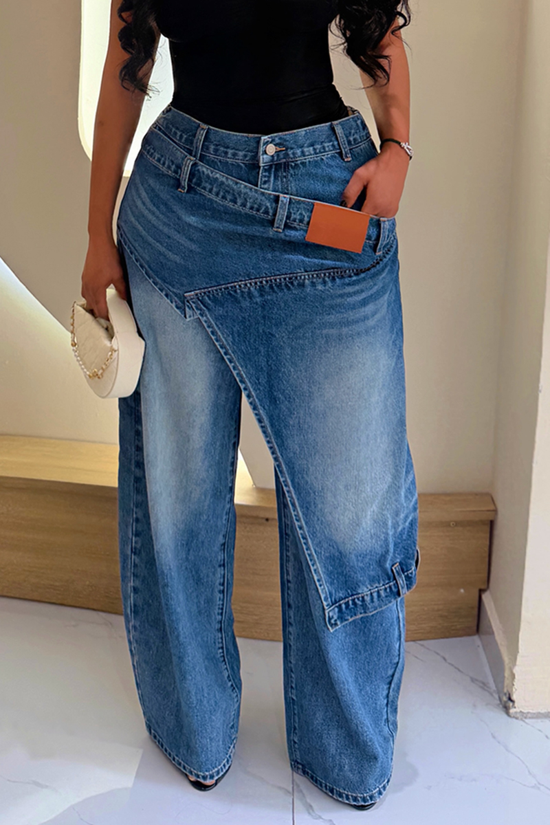 Women's Fashion Hot Selling Casual Asymmetrical Overlapping Jeans