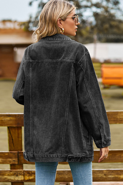 Casual Loose Fit Inside Patch Pocket Denim Jacket