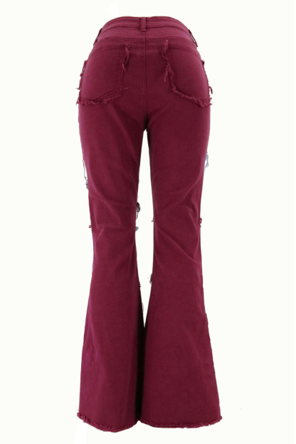 Vintage Color-Block Raw Hem Stretch High Rise Jeans