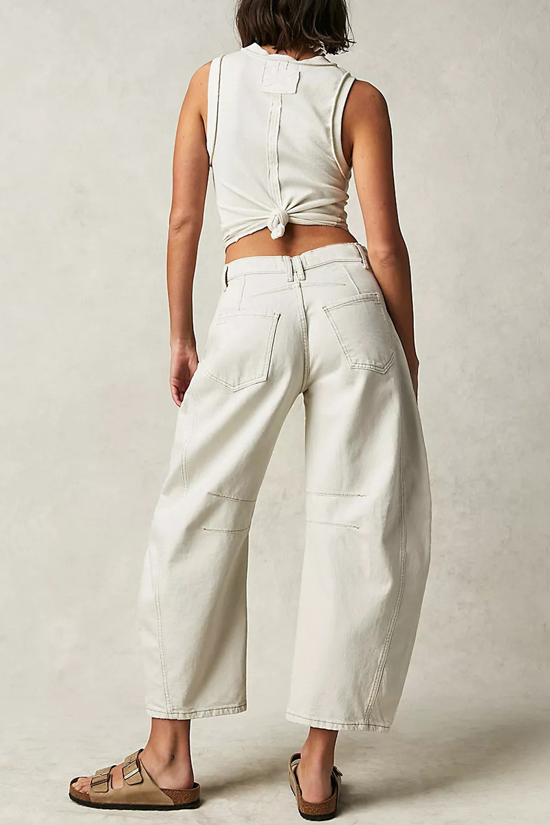 Casual Low Rise Wide Leg Relaxed Wash Jeans