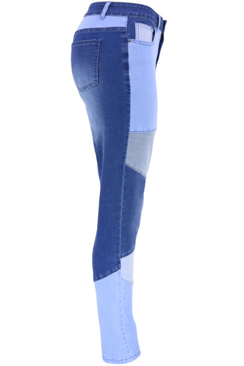 Fashion Color Block Stretch High Rise Jeans