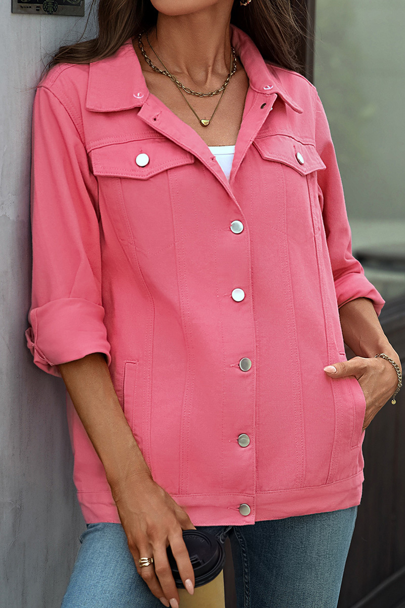 Casual Loose Fit Inside Patch Pocket Denim Jacket