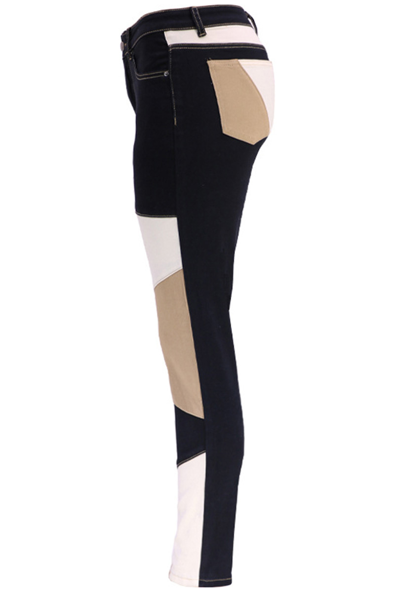 Fashion Color Block Stretch High Rise Jeans