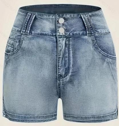 Ladies New Button Zipper Washed Casual Denim Shorts