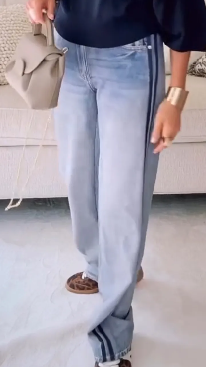 Womens Wash Vertical Pattern Casual Sweatpant Jean