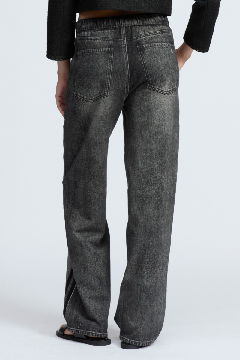 Womens Wash Vertical Pattern Casual Sweatpant Jean