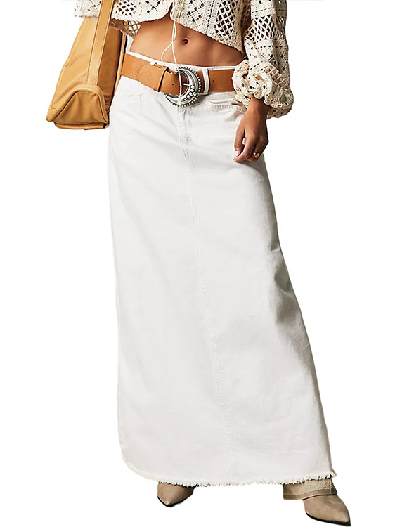 Daily Loose Straight Casual Denim Maxi Skirt