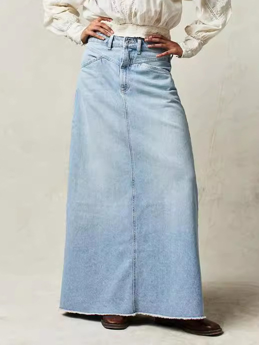 Daily Loose Straight Casual Denim Maxi Skirt