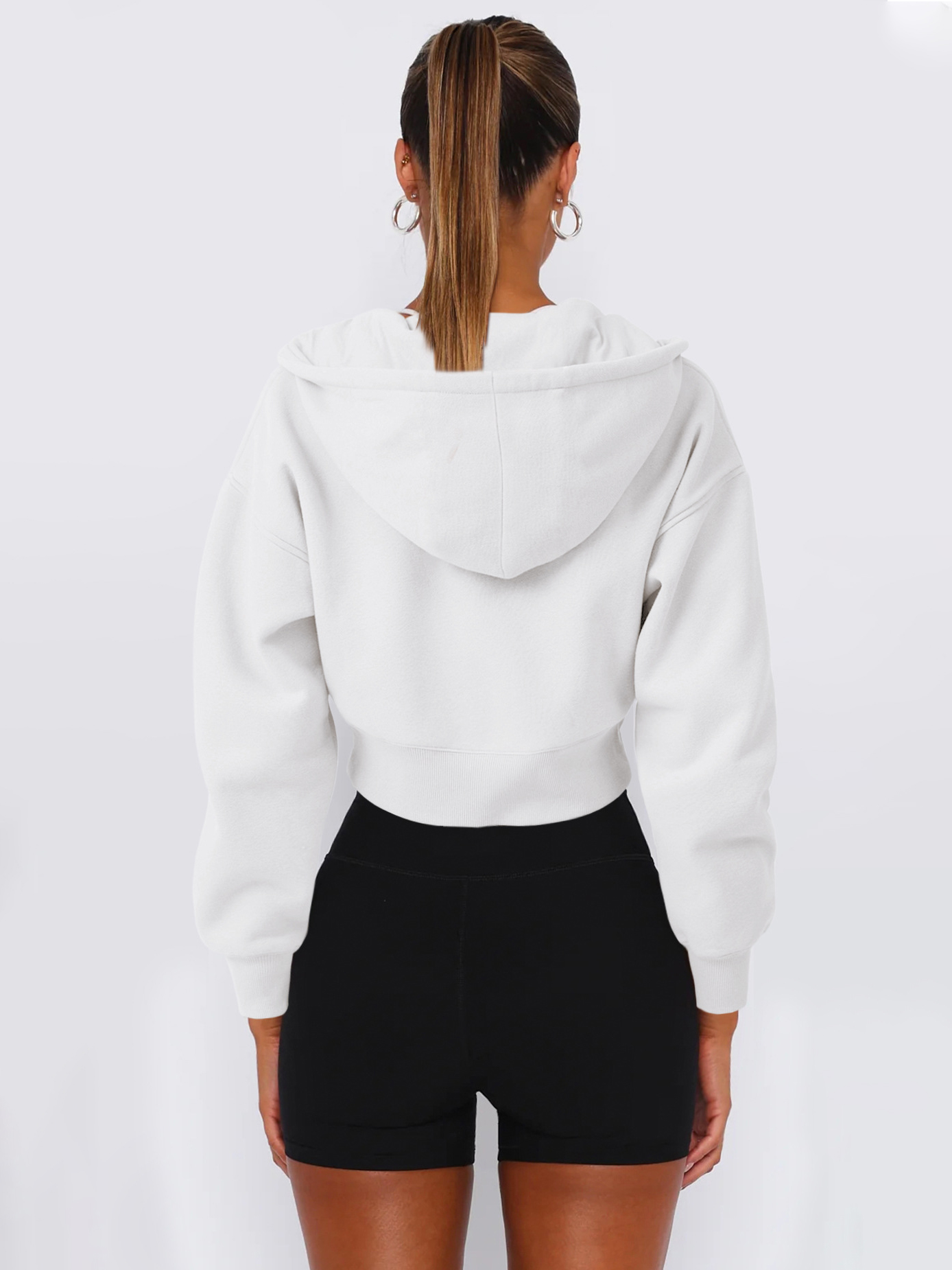 Casual Warm Short Fleece Hoodie Sweatshirt Jacket