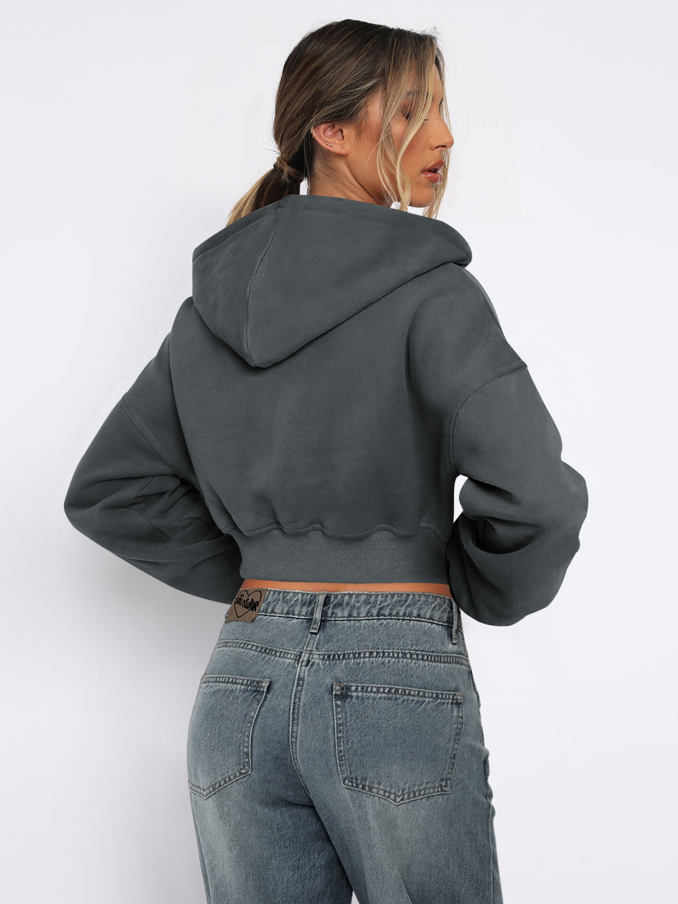 Casual Warm Short Fleece Hoodie Sweatshirt Jacket