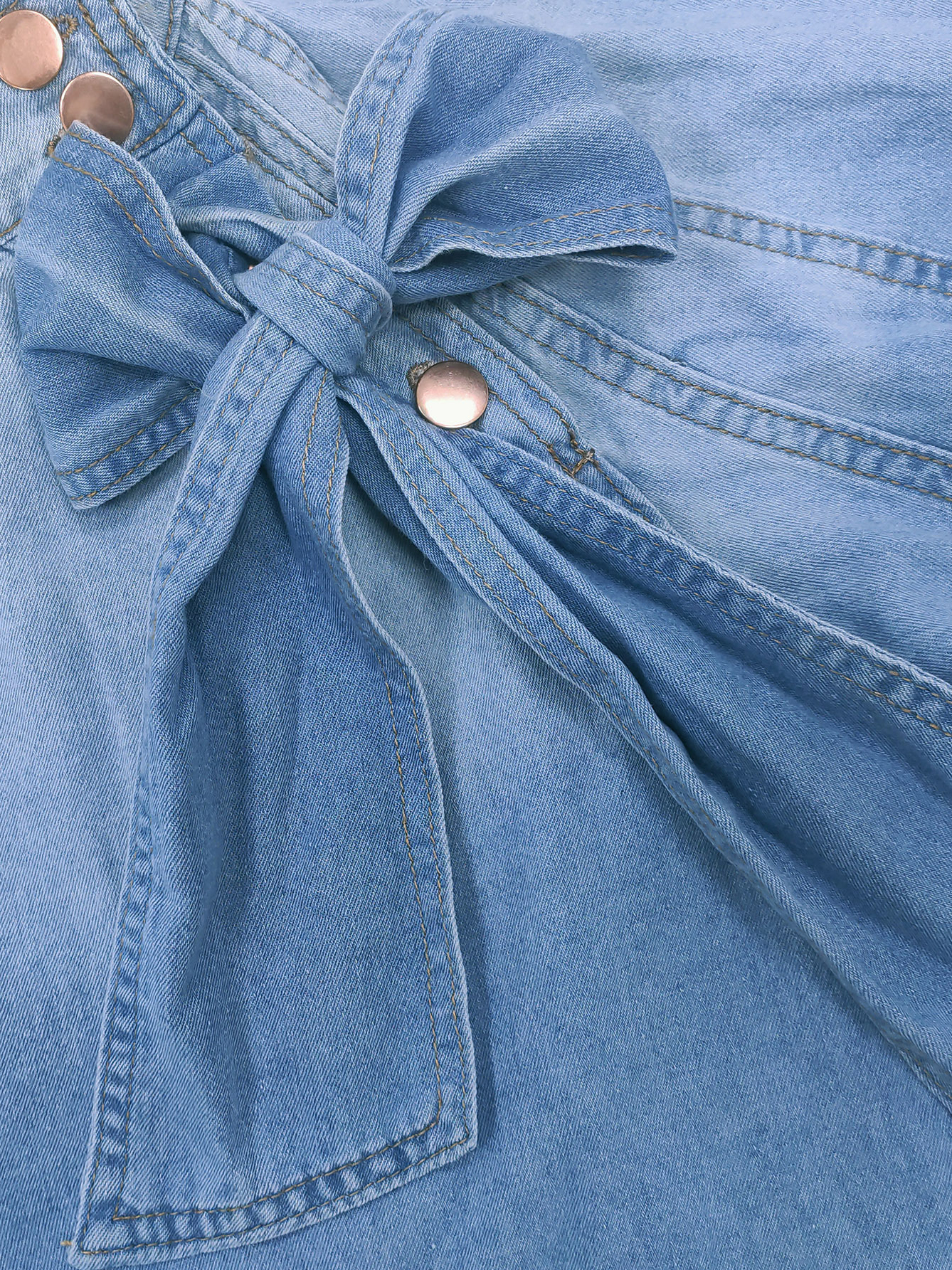 Elegant Ombre Puff Sleeve Denim Top