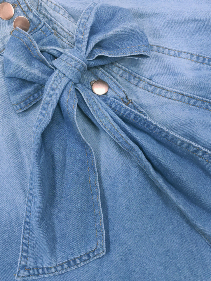 Elegant Ombre Puff Sleeve Denim Top