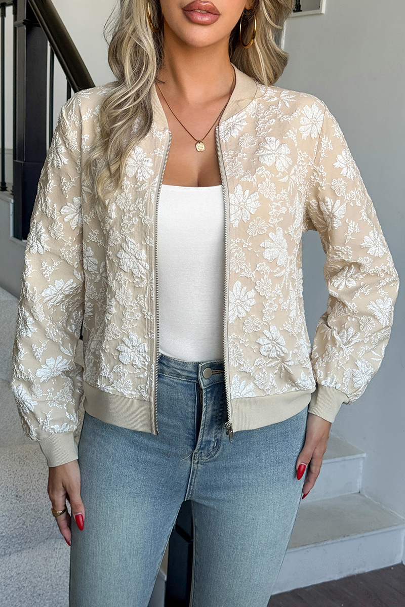 Fashion Jacquard Loose Fit Zip Jacket