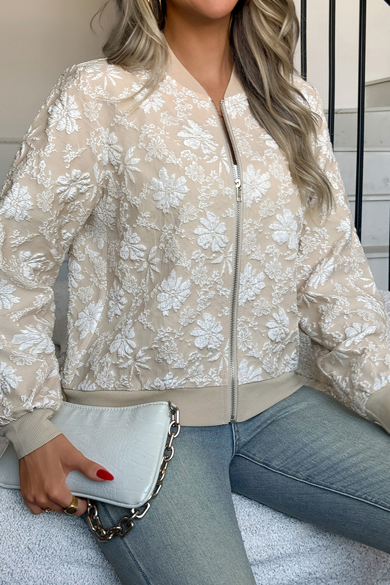 Fashion Jacquard Loose Fit Zip Jacket