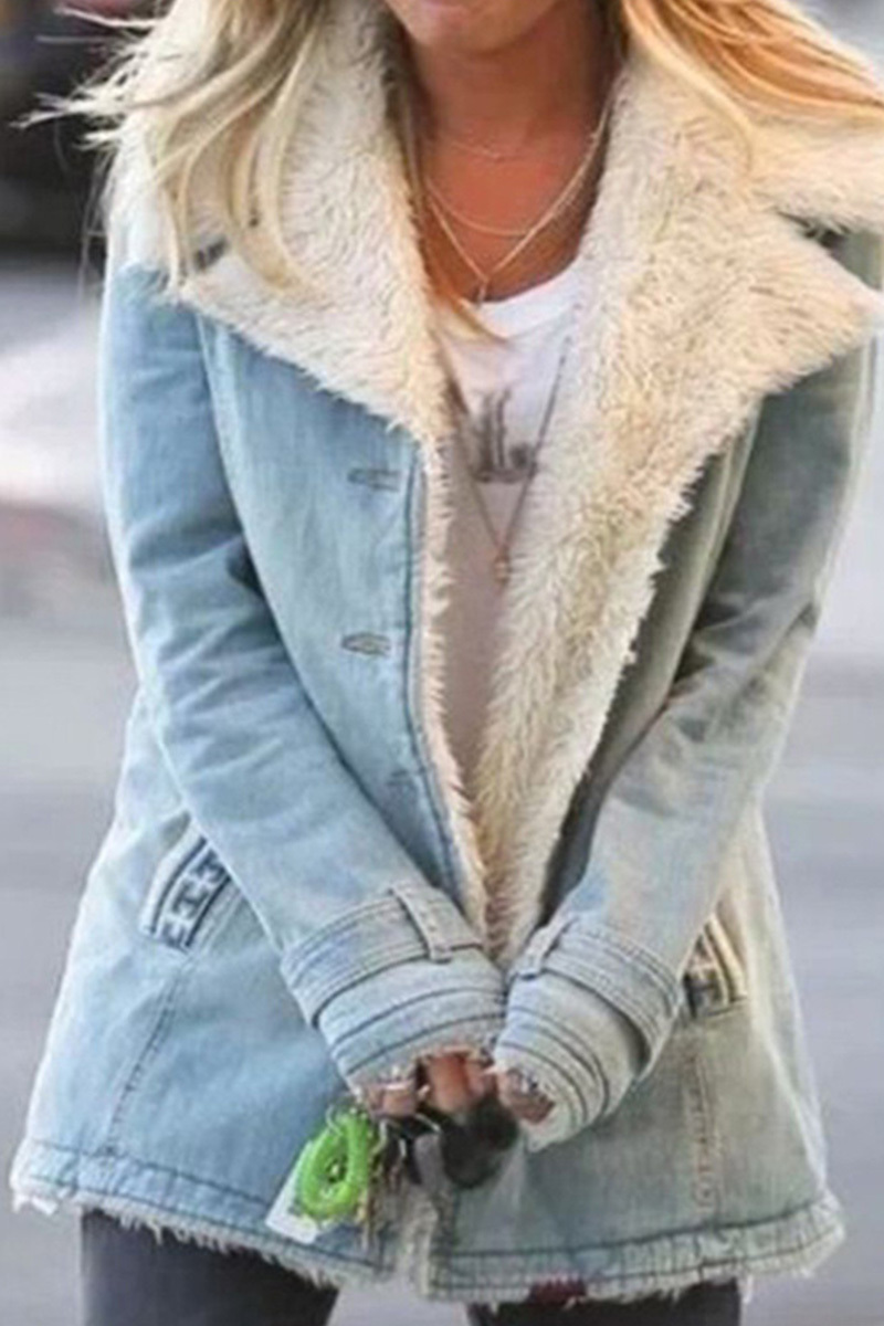 Casual Warm Lapel Versatile Denim Cotton Coat