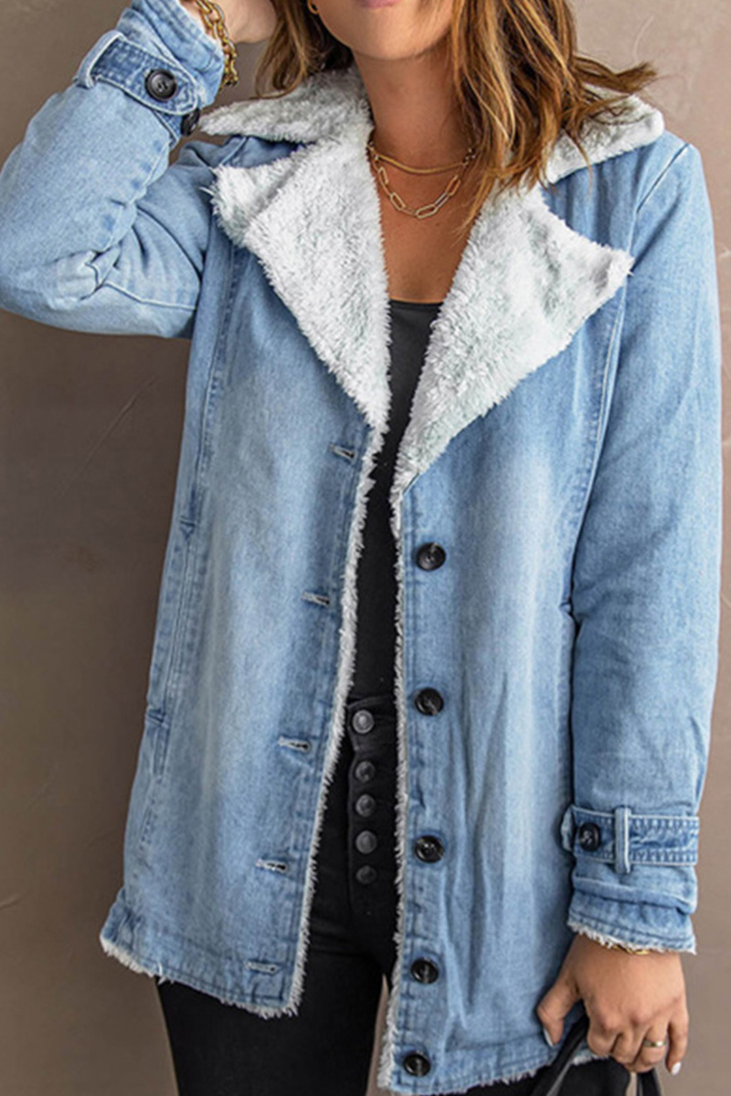 Casual Warm Lapel Versatile Denim Cotton Coat